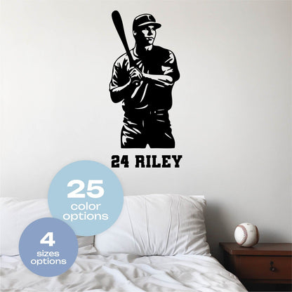 Custom Baseball Player Wall Decal - Personalized Baseball Wall Decal  - Personalized Baseball Stickers - Baseball Player Bedroom Decal