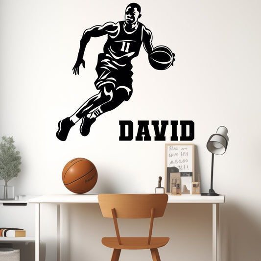 Personalized Basketball Wall Stickers - Custom Name Basketball Wall Decal - Basketball Decor for Boys Room - Personalized Basketball Wall Decal