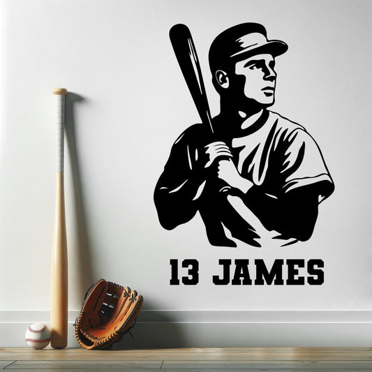 Baseball Decals for Boys Room - Boy Room Decals for Wall - Baseball Wall Mural - Custom Baseball Player Wall Decal - Personalized Baseball Wall Decal
