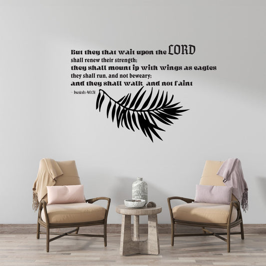 God Wall Decal quote Sign with  - Religious Wall Decals For Living Room with Drawing - Wall Decal God Verse Sign with Palm Painting