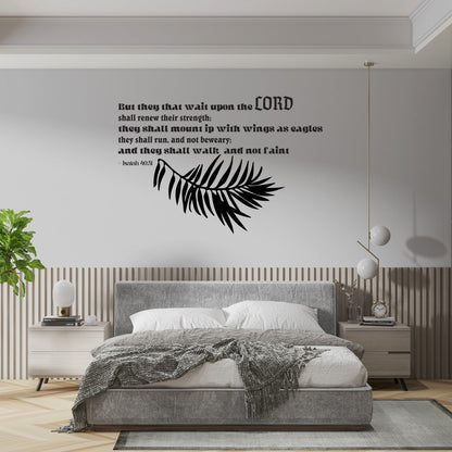 God Wall Decal quote Sign with  - Religious Wall Decals For Living Room with Drawing - Wall Decal God Verse Sign with Palm Painting