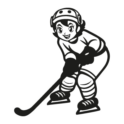 Anime Hockey Vinyl Decal - Hockey Player Wall Decal - Hockey Wall Stickers Kawaii Girls Hockey Team - Personalized Hockey Girl Decal