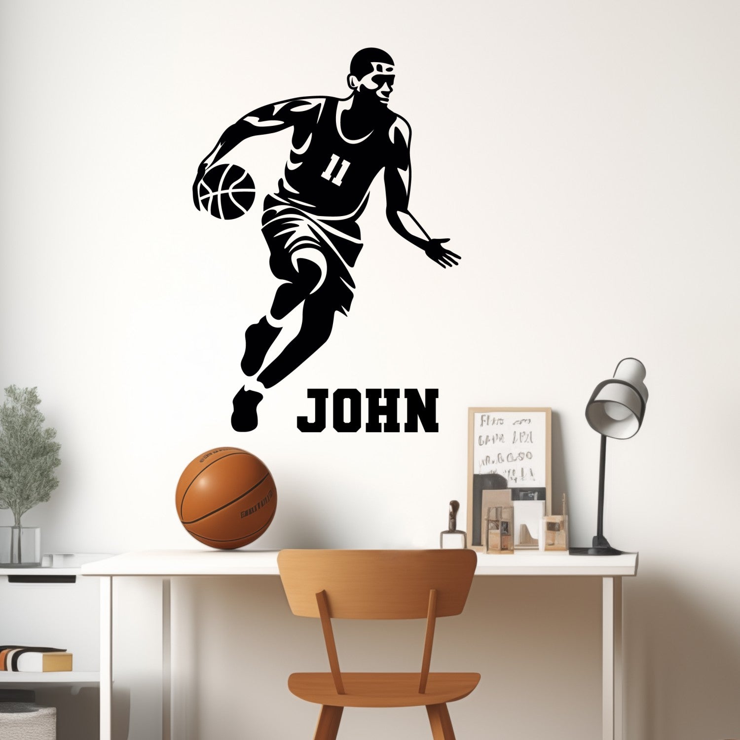Personalized Basketball Player Decal - Basketball Decor for Boys Room - Sport Wall Stickers for Bedroom - Basketball Wall Decor for Boys Room