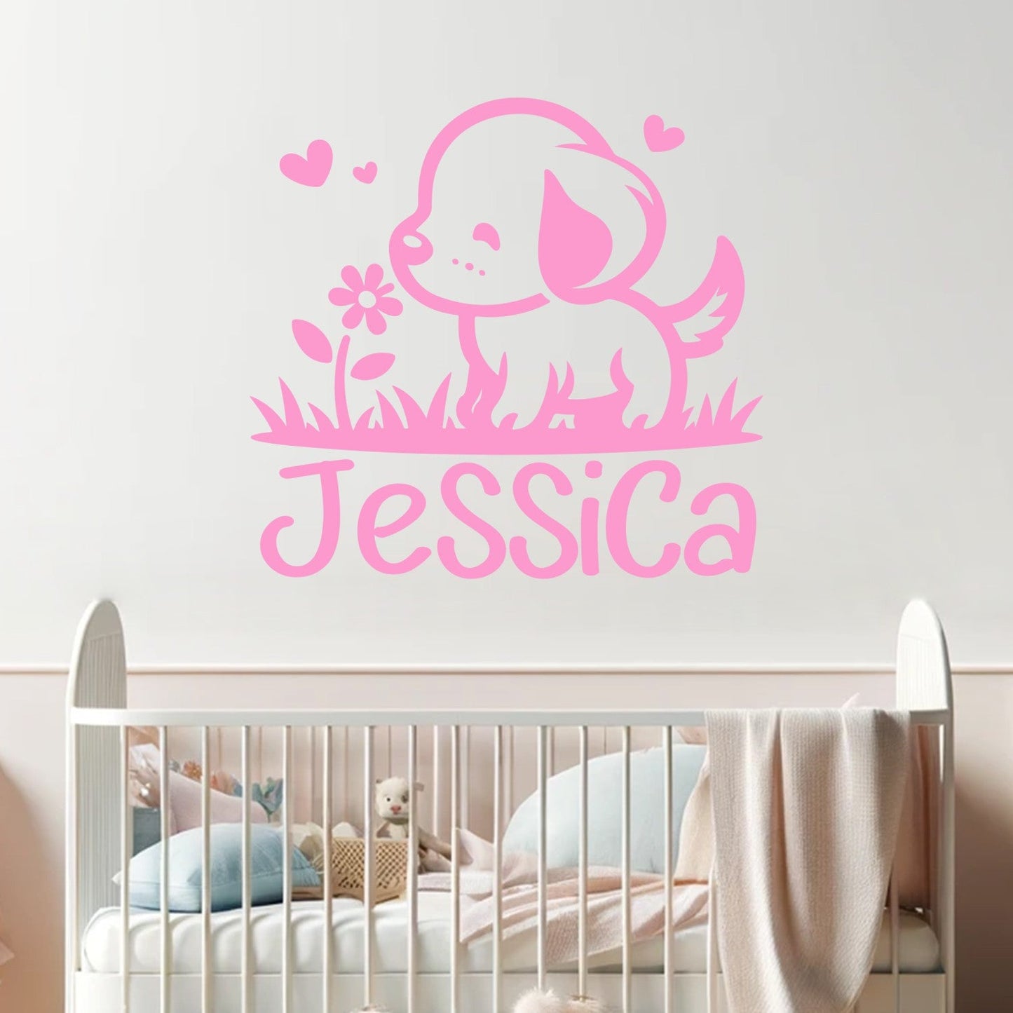 Dog Wall Stickers - Custom Name Wall Decals for Kids - Nursery Wall Decal with Custom Name - Puppy Wall Decals with Personalized Name