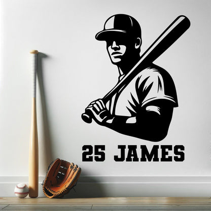 Baseball Wall Decals Personalized - Baseball Player Name Sticker for Walls - Custom Baseball Name Decal - Personalized Baseball Decal for Boys Room