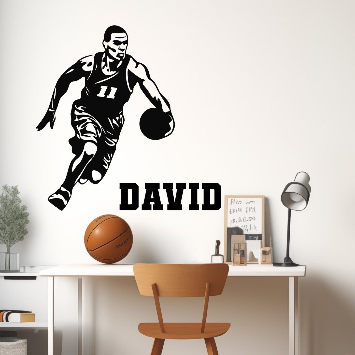 Custom Basketball Wall Stickers - Personalized Custom Basketball Wall Decal - Custom Basketball Wall Decal - Basketball Decor for Boys Room