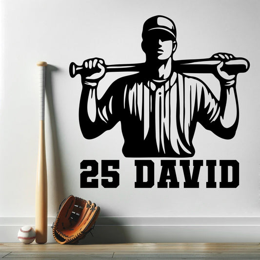 Baseball Wall Decals for Boys Room - Personalized Baseball Name Sticker - Custom Baseball Wall Decals - Sports Wall Decals for Boys Room