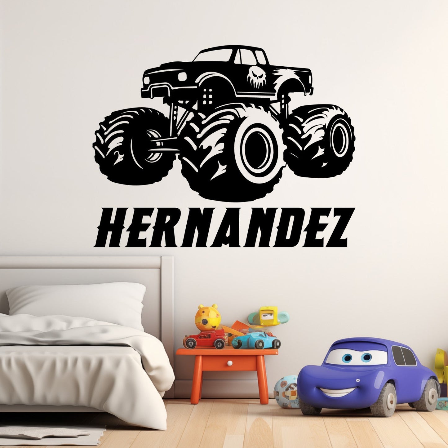 Large Monster Truck Stickers - Monster Truck Bedroom Decor for Boys - Monster Jam Wall Decals for Boys Room - Monster Truck decal For Kids Room