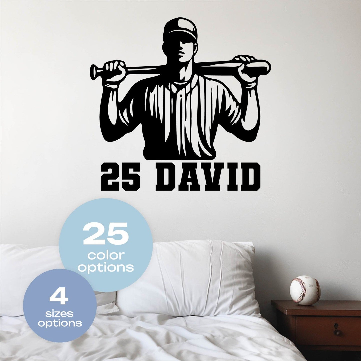 Baseball Wall Decals for Boys Room - Personalized Baseball Name Sticker - Custom Baseball Wall Decals - Sports Wall Decals for Boys Room