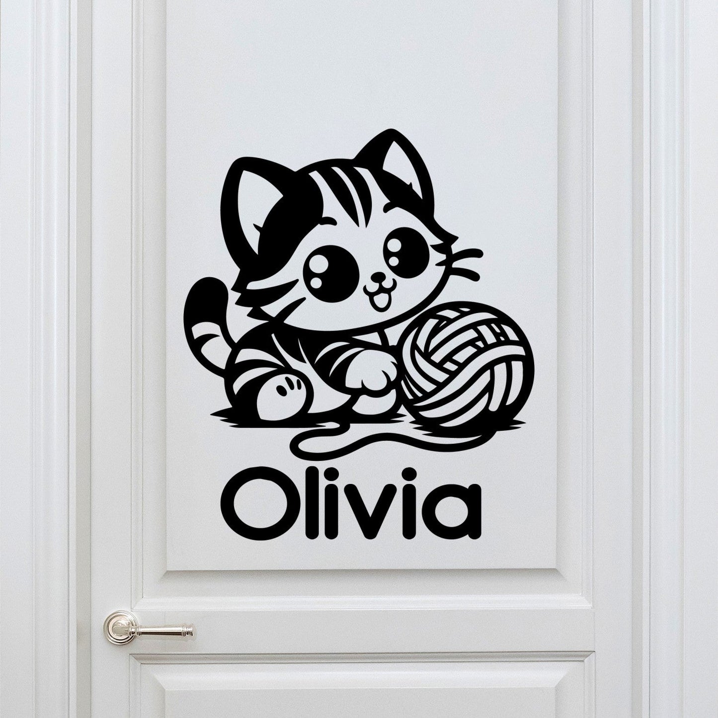 Cat Decals for Walls - Wall Stickers Animals - Personalized Name Decal for Nursery - Baby Wall Stickers with Animal Wall Decals - Cat Wall Stickers