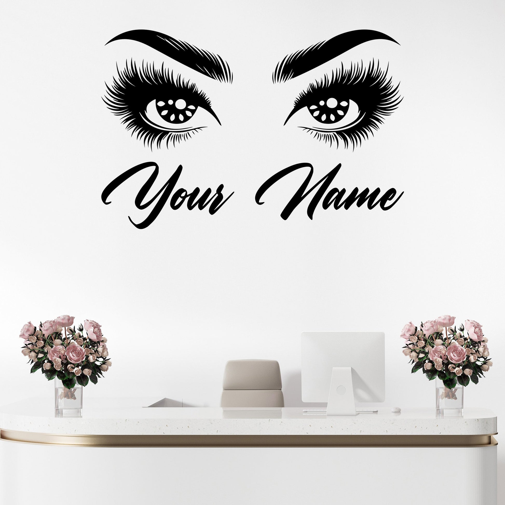 Eyebrow Wall Decal - Eyelash Wall Decals - Bedroom Wall Decal - Make Up Wall Decals - Eyelash Wall Decals Salon - Eyelash Eyebrow Wall Sticker