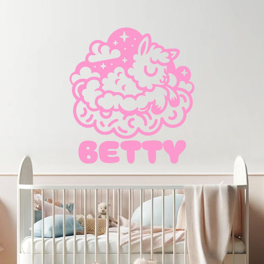 Animal Wall Decals - Customized Nursery Wall Decals - Personalized Name Wall Stickers for Kids - Name Stickers for Wall - Sheep Decal for Walls