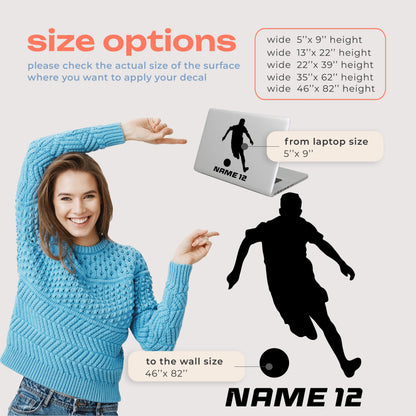 Soccer Player Wall Decal - Wall Soccer Decal - Wall Decal Soccer Players - Large Soccer Player Wall Decal - Custom Soccer Name Wall Decal