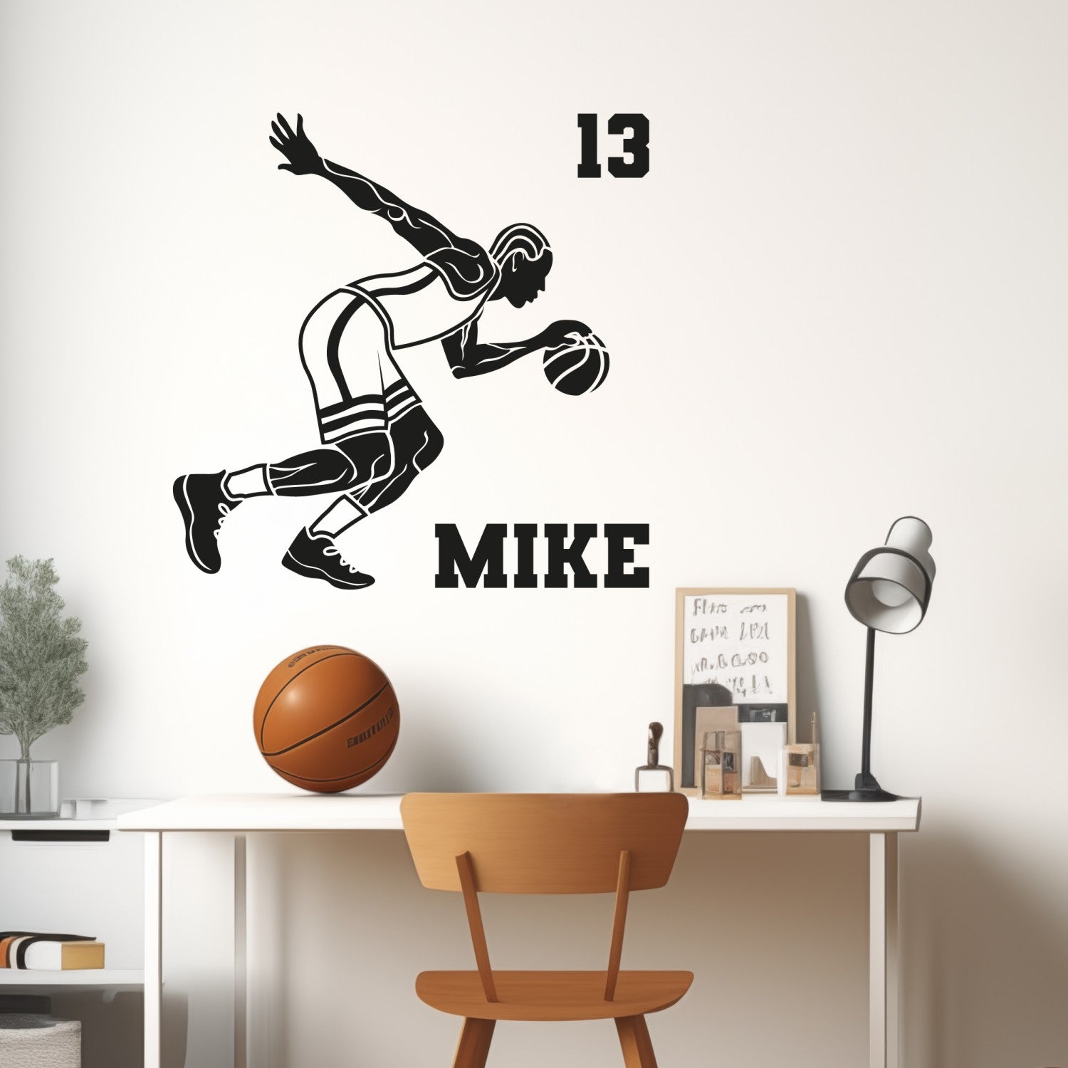 Boys Basketball Room Decor - Personalized Custom Basketball Wall Decal - Basketball Wall Stickers, Sports Wall Decals - Sports Decals for Boys Room