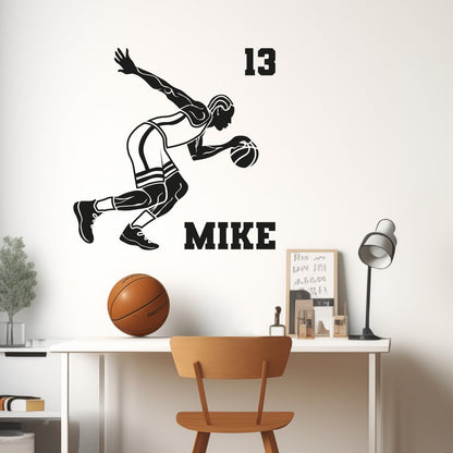 Boys Basketball Room Decor - Personalized Custom Basketball Wall Decal - Basketball Wall Stickers, Sports Wall Decals - Sports Decals for Boys Room