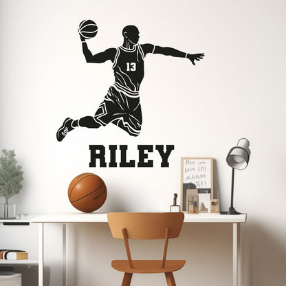 Personalized Basketball Wall Stickers - Boys Basketball Room Decor - Basketball Wall Decal - Wall Stickers Bedroom Basketball - Custom Name Basketball Wall Decal