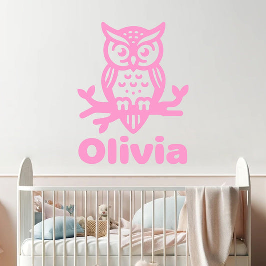Animal Wall Stickers for Nursery - Personalized Baby Name Decals and Customizable Wall Decor for Kids Room - Baby Wall Stickers with Owl