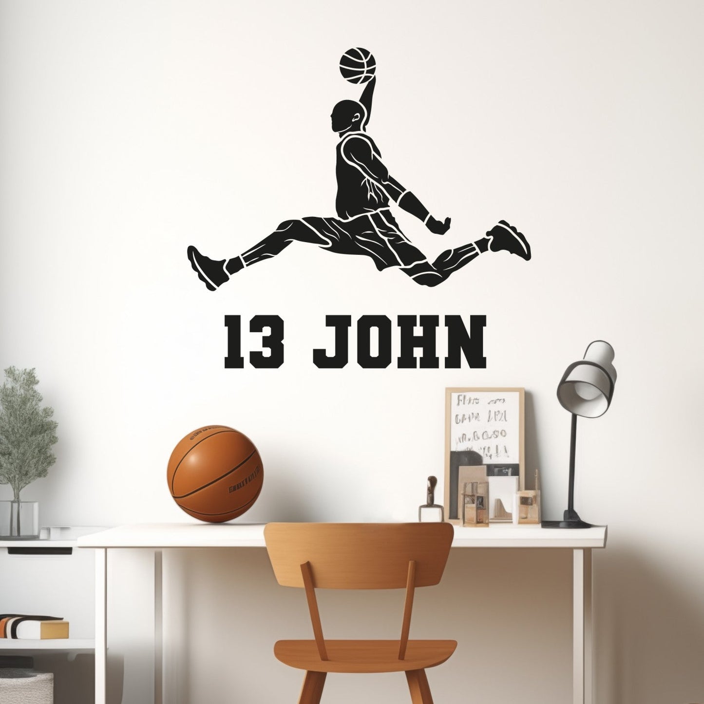 Custom Basketball Wall Decal - Basketball Wall Stickers for Boys' Bedroom - Personalized Basketball Decals for Walls - Basketball Room Stickers