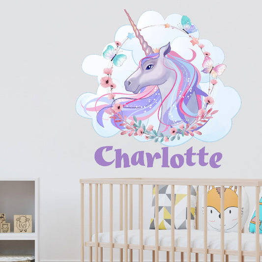 Personalized Unicorn Wall Decals for Girls - Enchanting Room Decor with Custom Name Wall Stickers - Create Magic in Your Kid's Bedroom with Unicorn Wall Art
