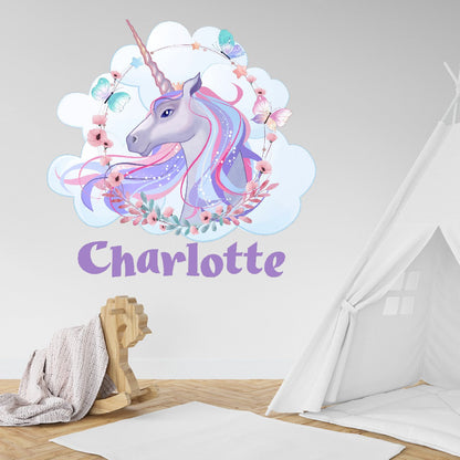 Personalized Unicorn Wall Decals for Girls - Enchanting Room Decor with Custom Name Wall Stickers - Create Magic in Your Kid's Bedroom with Unicorn Wall Art