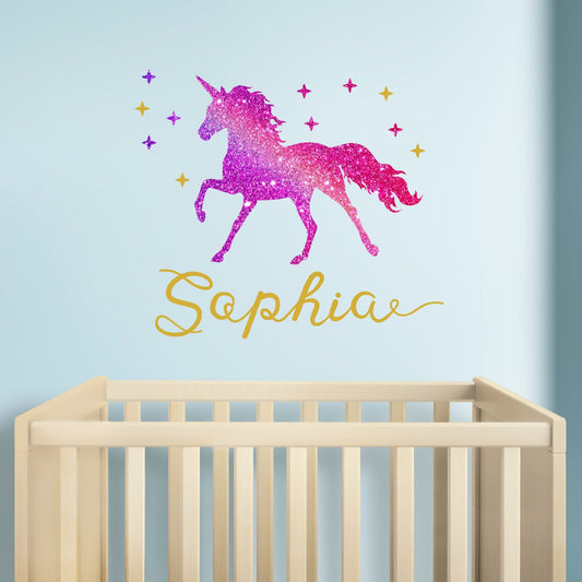 Magical Unicorn Wall Decals - Personalized Name Decals for Girls - Transform Your Girl's Room with Enchanting Unicorn Decor - Whimsical Unicorn Stickers for Bedroom and Nursery