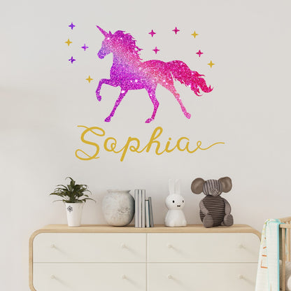 Magical Unicorn Wall Decals - Personalized Name Decals for Girls - Transform Your Girl's Room with Enchanting Unicorn Decor - Whimsical Unicorn Stickers for Bedroom and Nursery