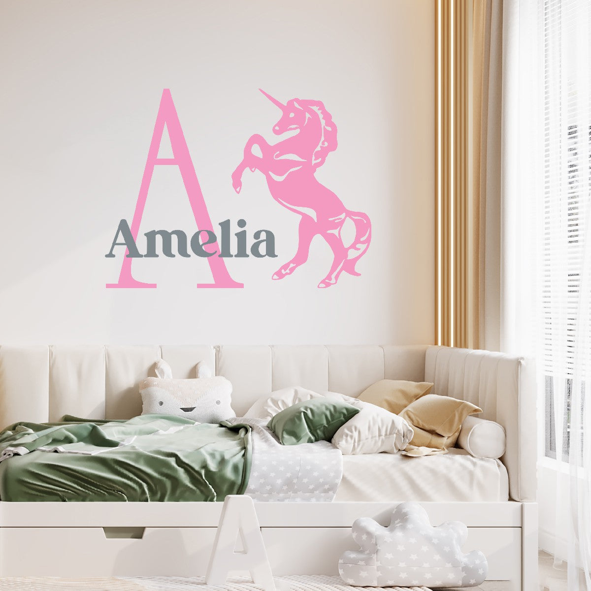 Customize Unicorn Monogram Wall Decals - Personalized Vinyl Stickers Featuring Custom Name - Custom Unicorn Decal Designs for a Magical Look