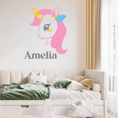 Custom Wall Decal Unicorn with Name -  Decorate Your Child's Room  with Colored Unicorn Sticker Wall Decal - Personalized  Vinyl Unicorn Stickers