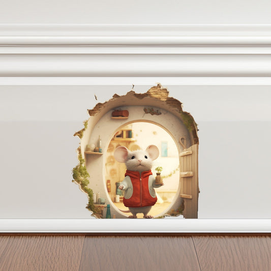 Mouse Hole Wall Decal - Mouse Hole 3D Wall Stickers - Adorable Mouse House 3D Wall Decals - Wall Stickers Mouse Hole Decal - Mouse Stickers for Walls